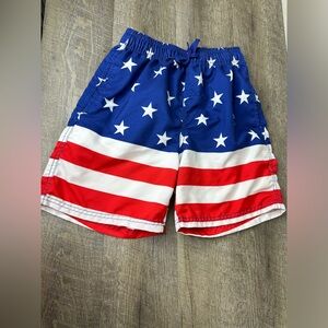 Canyon Creek American Flag swim trunks boys size Small patriotic swim shorts